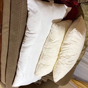 Two King Sized Pillows, One Body Pillow, and Q size Mattress Cover